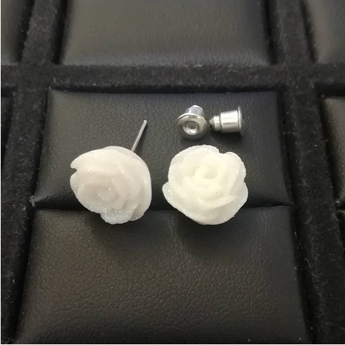 Ohrstecker Rose - Weiß