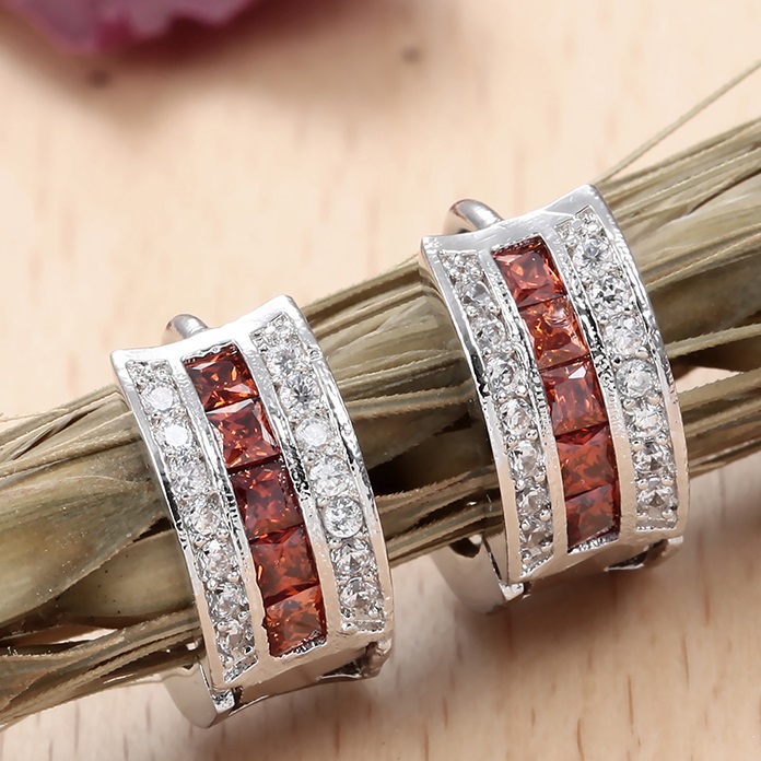 Ohrringe DI-2383 - Silber/Orange