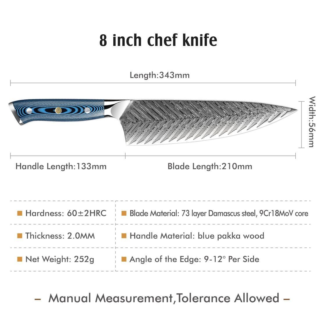 Damast Küchenmesser Set TU-37511 - Blau