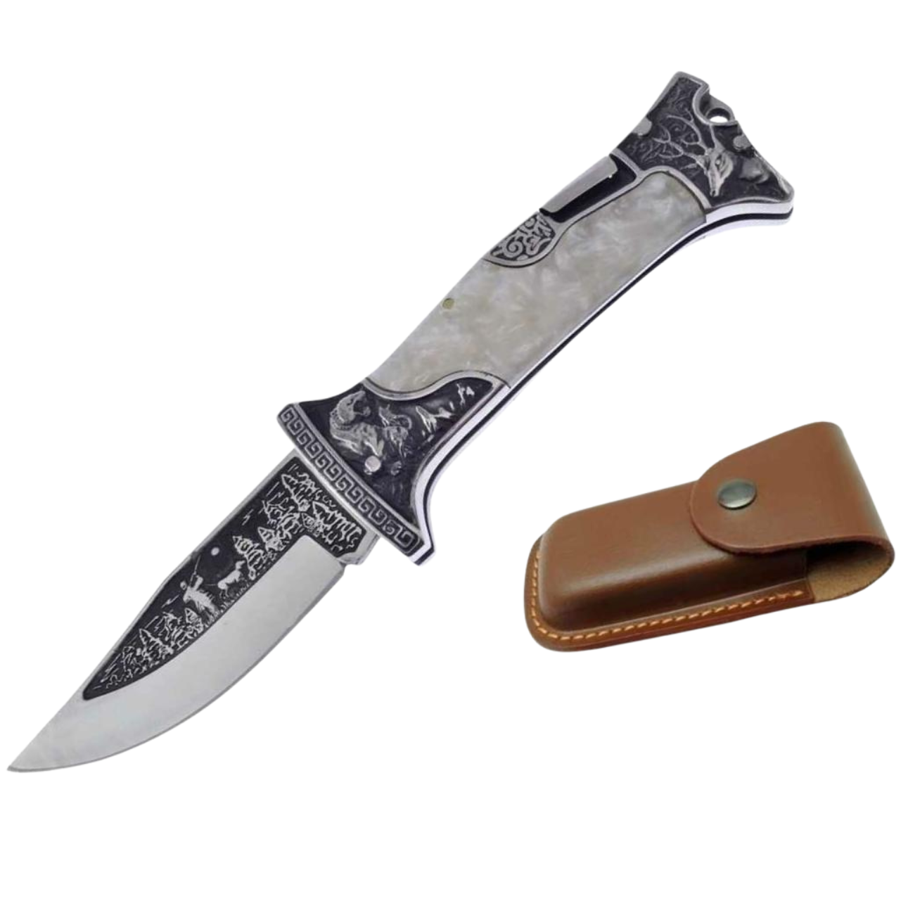 Outdoor Klappmesser A3188 - Weiß / Silber