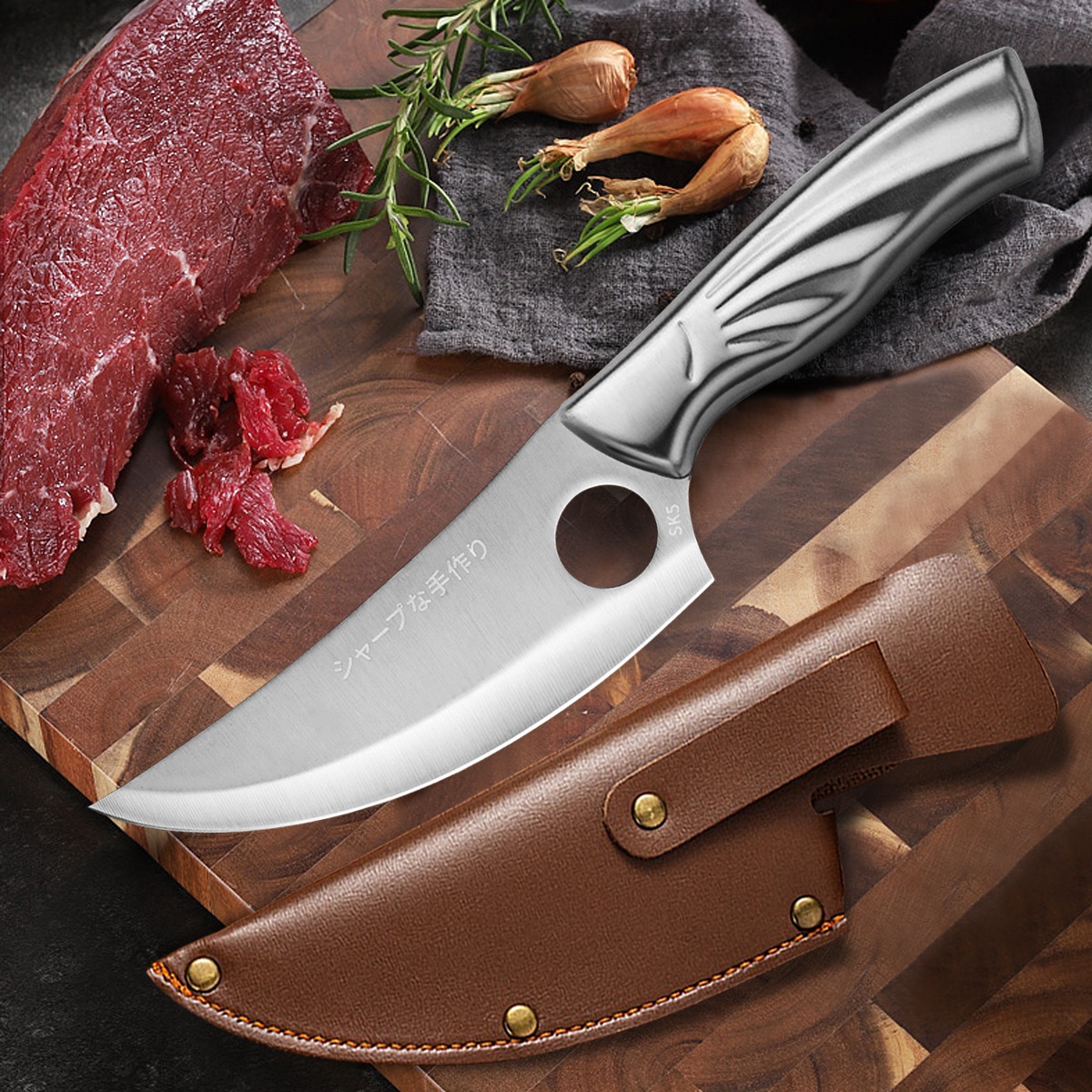 FU-18430 Hackmesser - Silber/Mit Etui