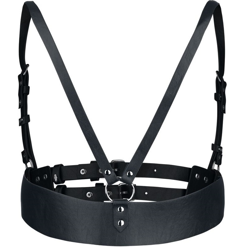 Damen Kunstleder Harness - Schwarz