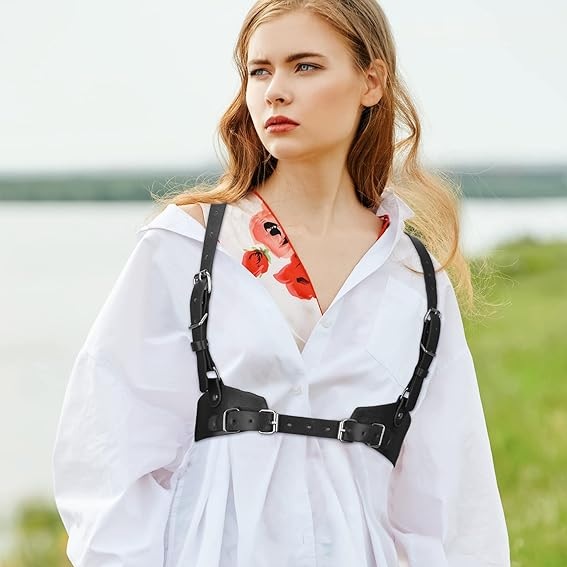 SI-33068 Damen-Kunstleder-Harness - Schwarz/L