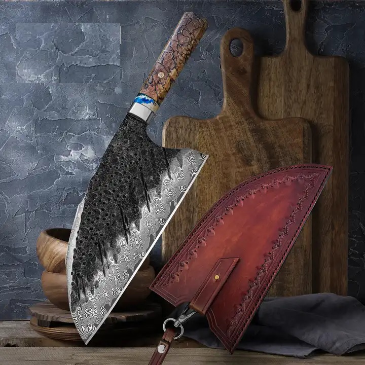 Damast-Küchenhackmesser HARAHU RO-29018 - Braun
