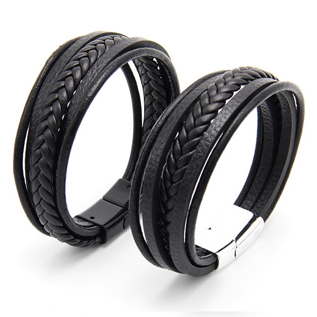 SA-18809 Herrenarmband - Schwarz/Silber
