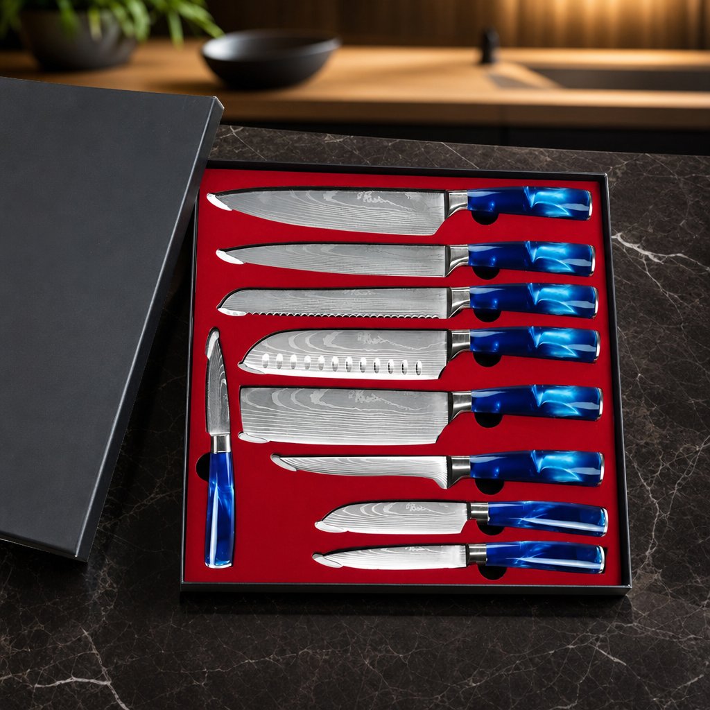 BL-13829 Küchenmesser Set - 9Stk/Blau