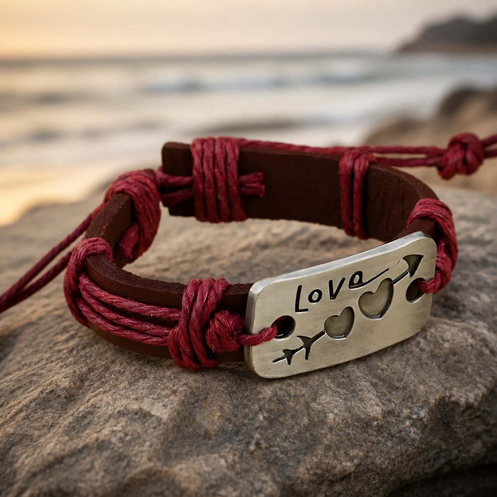 Heart Arrow Armband - Bordeaux