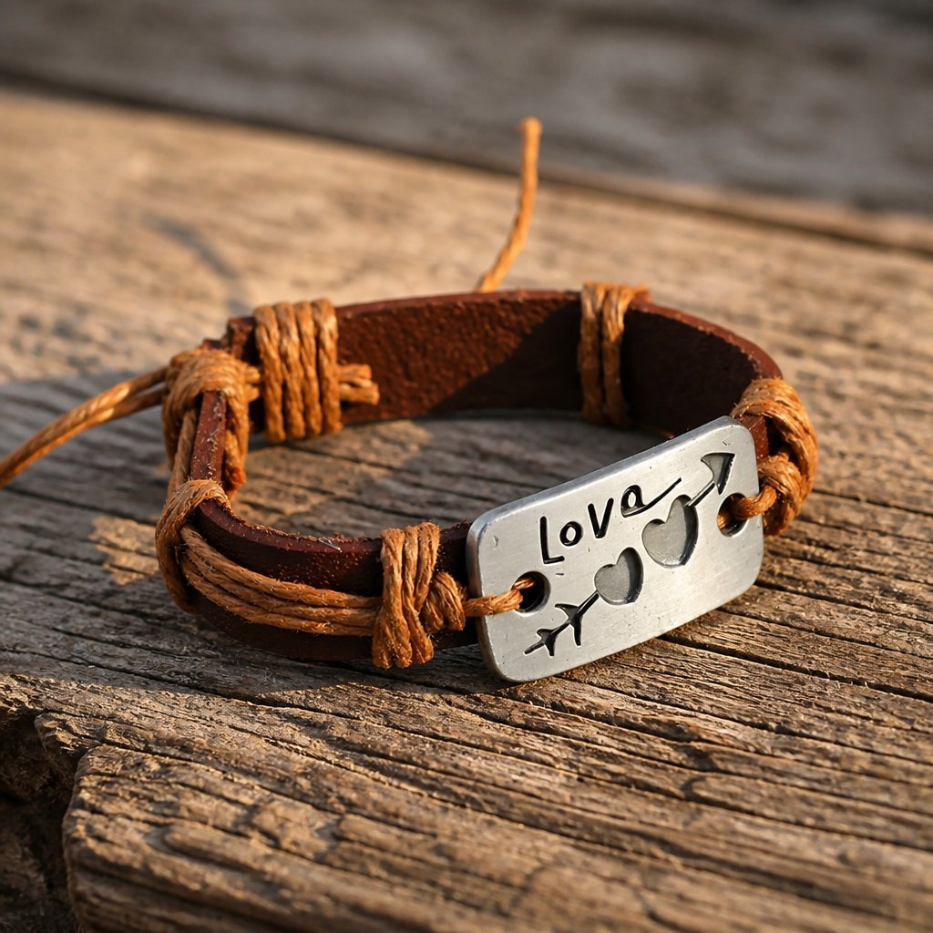 Heart Arrow Armband - Braun