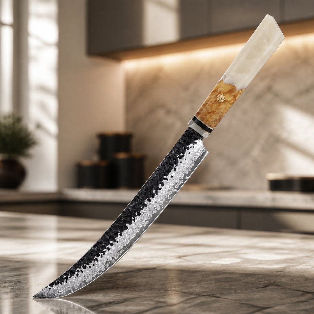 Damast Küchenmesser AI-37357 - Slicer / Weiß